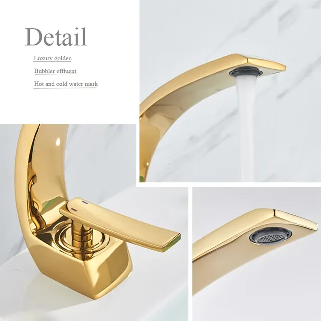 Robinet de lavabo de bain doré – vue 5