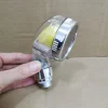 pommeau douche main filtrant plastique transparent anneau raccord chromé cartouche jaune visible tête ronde plate compacte économie eau