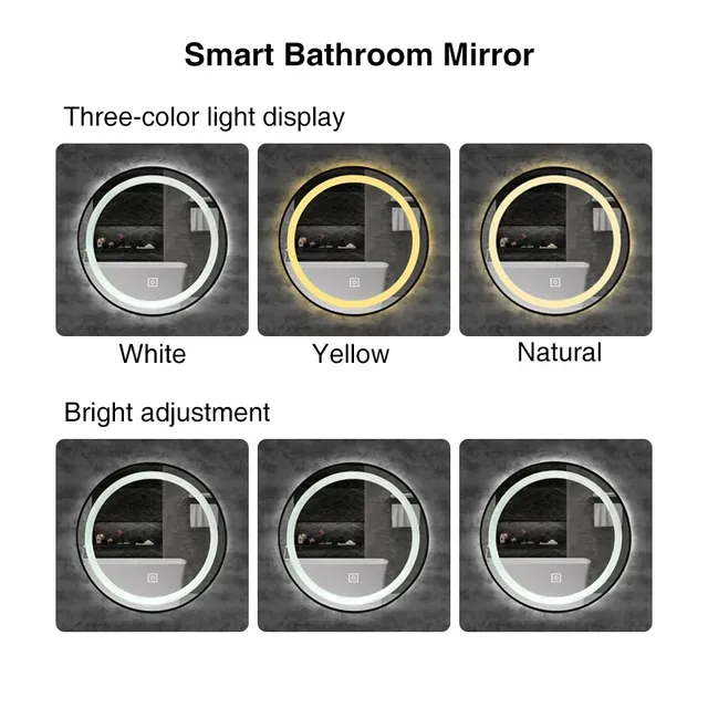 HOMirror rond intelligent à LED avec cadre doré et noir – vue 5