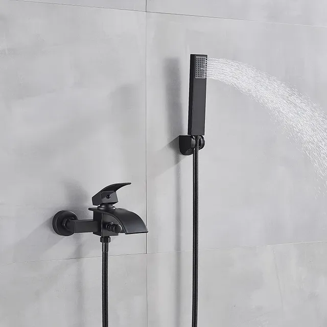 Robinet baignoire mural noir mat cascade large… – vue 4