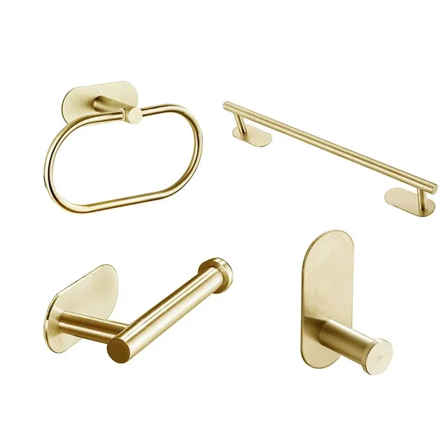 Ensemble de matériel de salle de bain en or brossé