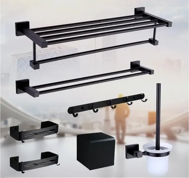 Porte-serviettes en aluminium noir – vue 3