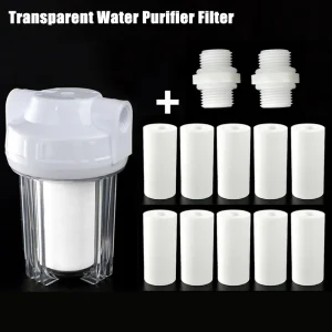 Pré-filtre en coton PP transparent de 1/2 pouces, filtre supporter ficateur d’eau de cuisine, filtre de purification d’eau du robinet Pré-filtre en coton PP transparent de 1/2 pouces, filtre supporter ficateur d’eau de cuisine, filtre de purification d’eau du robinet