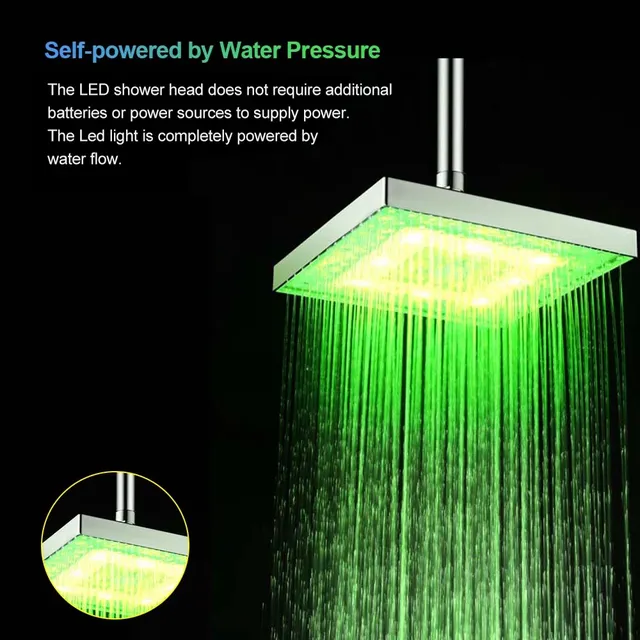 LED Rain Shower Head High Pressure Shower Head Water…