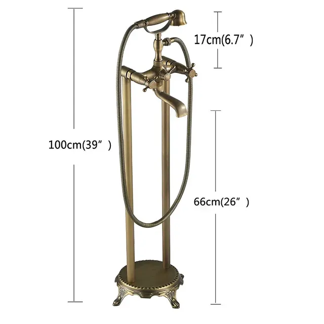 Robinet colonne bain douche îlot rétro victorien bronze… – vue 6