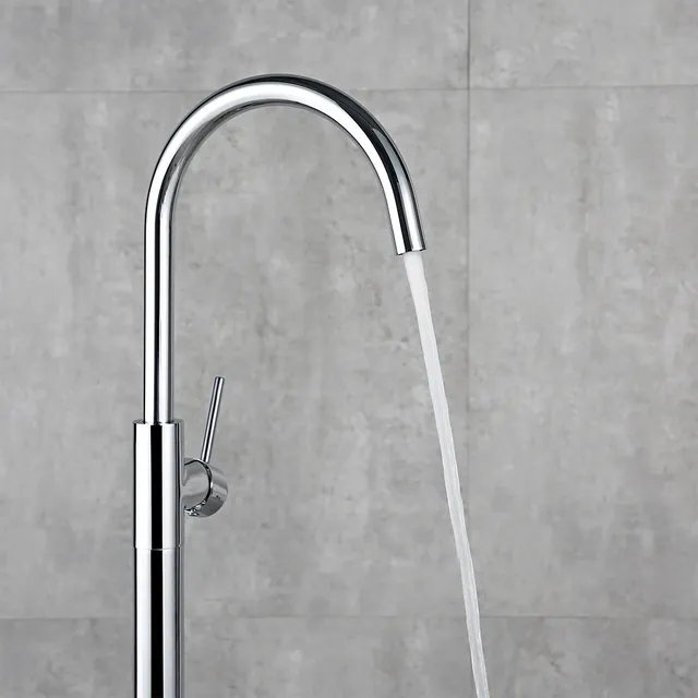 Mitigeur baignoire îlot pied laiton chromé noir… – vue 5
