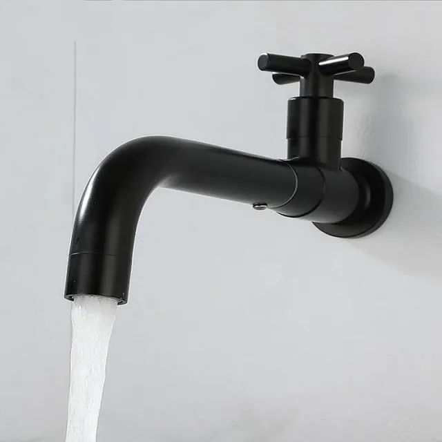 Robinet mural lavabo inox 304 brossée noir mat bec long… – vue 2