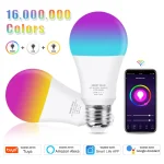 Ampoule intelligente WiFi 15W 18W E26 E27, lampe LED RGB, fonctionne avec Alexa/Google Home, application Tuya Smart Life, variable RGB + blanc + blanc chaud