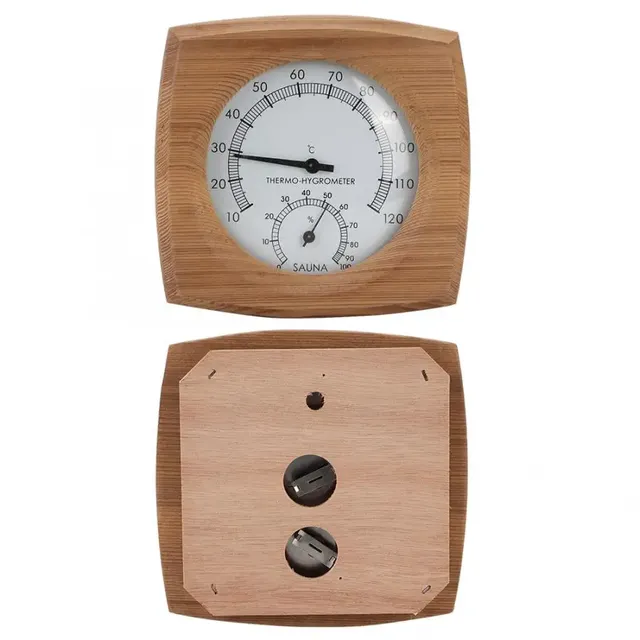 Thermohygrometre analogique mural bois cedre naturel… – vue 2