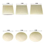 Pommeau de douche à effet pluie en or brossé, acier inoxydable, pommeau de douche supérieur avec bras mural monté au plafond, 8 po, 10/12 po