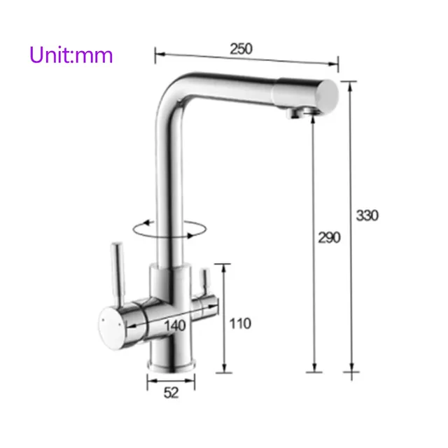Robinet de cuisine chromé à double bec – vue 6