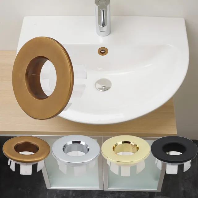 Cache débordement lavabo anneau six pieds laiton cuivre… – vue 3