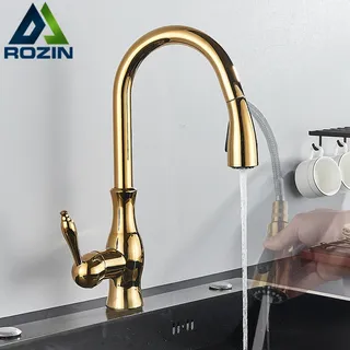 Robinet d'évier de cuisine en laiton à arche haute rotative