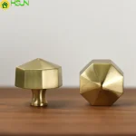Poignée d&rsquo;armoire hexagonale en or, boutons de meubles modernes, laiton massif, panneau de Chi moderne, poignées de Cisco