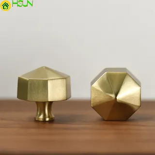 Poignée hexagonale laiton massif brossée dorée moderne minimaliste…