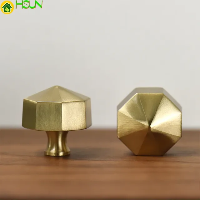 Poignée hexagonale laiton massif brossée dorée moderne…