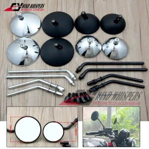 Rétroviseurs ronds convexes rétro pour moto, pour Harley 883 1200 Honda CB400 Piaggio VESPA Triumph T100 Chopper Cafe Racer