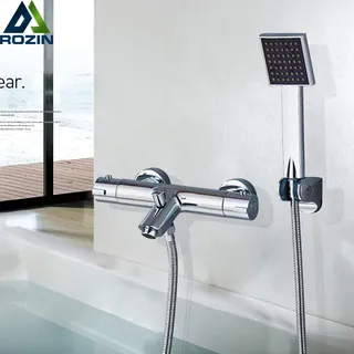 Mitigeur thermostatique douche mural chrome poli contemporain double…