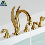 Golden fzBathtub-Ensemble de douche de bain monté sur le pont, douche à main en laiton, robinet de centre commercial