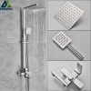 Mélangeurs de douche de luxe robinet Nickel brossé douche de pluie robinets système dans le mur carré main douche mélangeur ensemble Mélangeurs de douche de luxe robinet Nickel brossé douche de pluie robinets système dans le mur carré main douche mélangeur ensemble