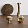 Poignée hexagonale laiton massif brossée dorée moderne… – vue 2