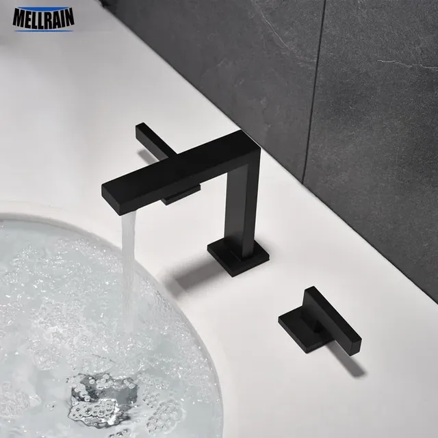 Robinet de lavabo à Double poignée en laiton massif 100% – vue 2
