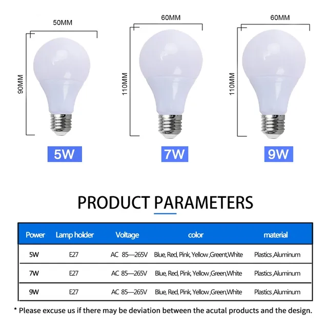 Ampoule LED colorée E27 lampe barre lumineuse LED 3W 5W… – vue 3