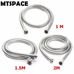 MTSPACE haute qualité 1 m/1.5 m/ 2 m G1/2 pouces tuyau de douche Flexible en acier inoxydable Chrome salle de bain pomme d&rsquo;eau pomme de douche tuyau outil
