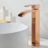 Robinet lavabo mitigeur laiton or rose monotrou bec… – vue 3