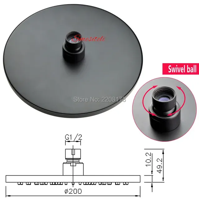 Système douche mural encastré contemporain noir mat… – vue 2