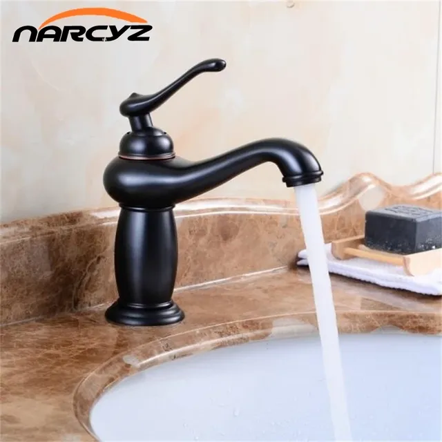 Robinet de lavabo en laiton noir en forme de lampe – vue 2