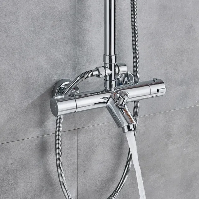 Colonne douche thermostatique mitigeur mural chromé… – vue 2