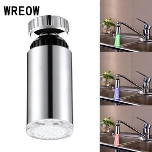 LED robinet d&rsquo;eau lumière colorée changeante lueur pomme de douche robinet de cuisine lumière capteur de température pour cuisine salle de bains grue