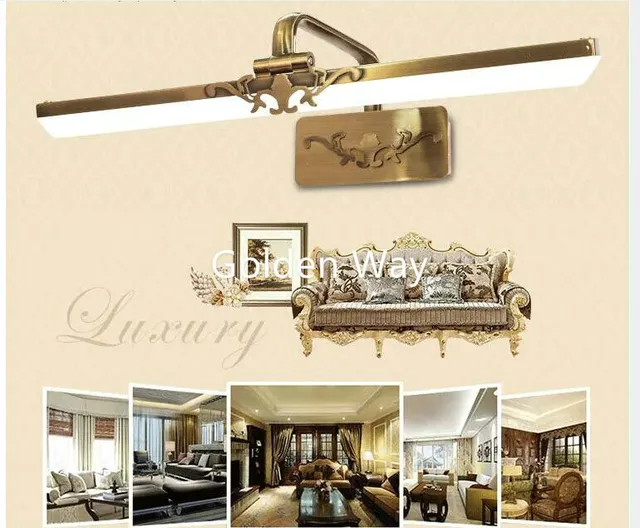 Applique murale luxe rétro étanche bronze doré LED… – vue 2