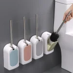 Brosse de toilette murale à Long manche pour la salle de bain, accessoire ménager, sans coin mort, avec fourrure souple, pour le nettoyage de la maison