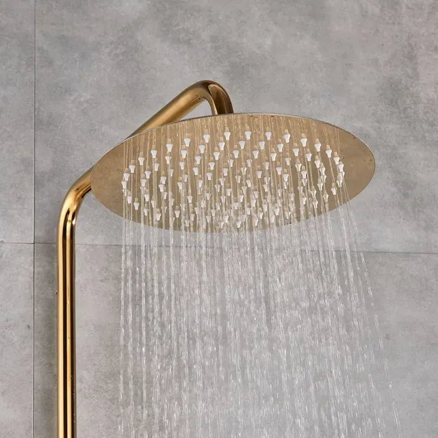 Ensemble de douche doré robinet à poignée unique… – vue 2