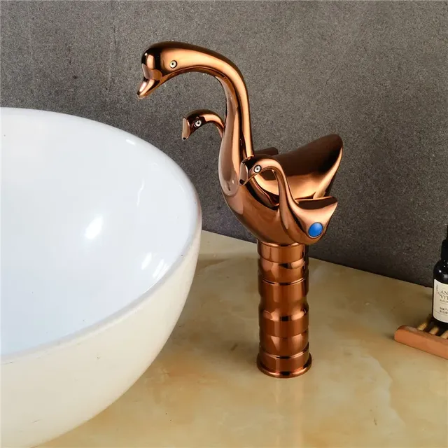 Robinet lavabo mitigeur vasque haut design cygne laiton… – vue 4