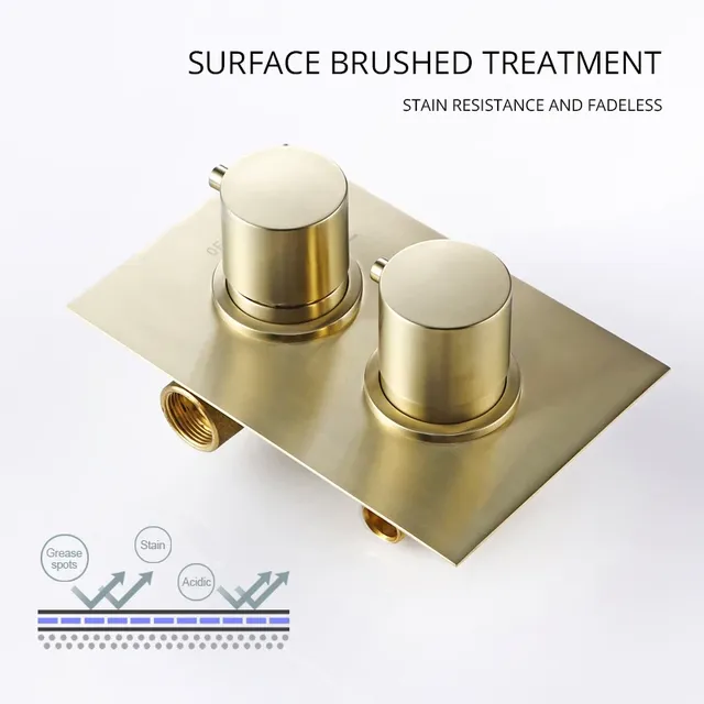 Bursh-Ensemble de douche thermostatique doré – vue 6