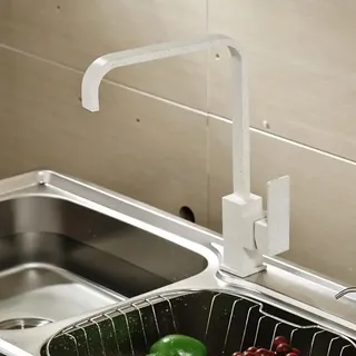 Mitigeur cuisine monocommande bec haut anguleux finition blanc granité…