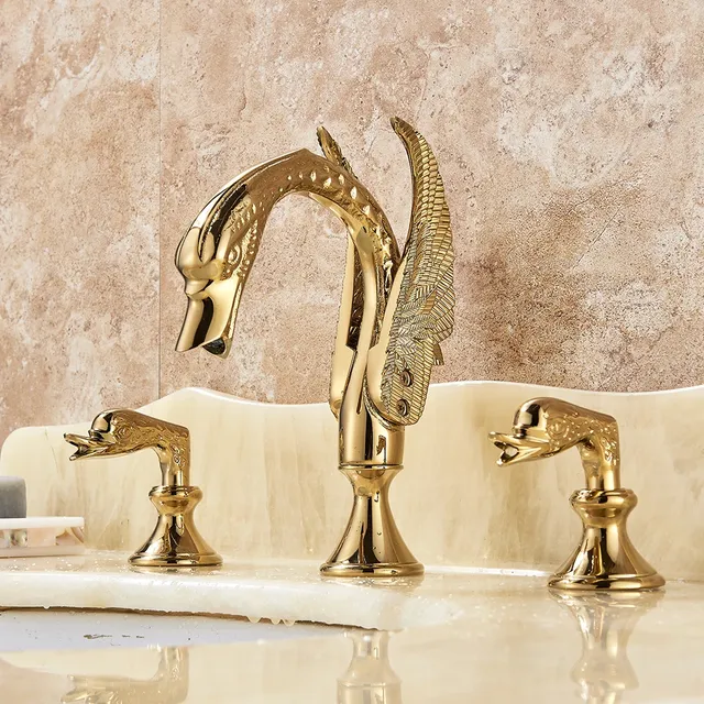 Robinet de salle de bain de luxe en laiton en forme de… – vue 5