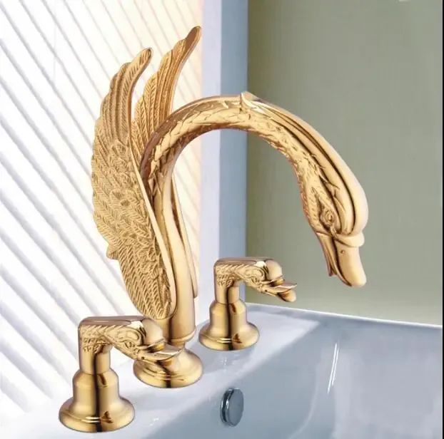 Robinet mitigeur de lavabo en laiton doré – vue 2