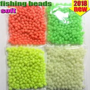 Lot de 300 perles ovales lumineuses en plastique pour la pêche, leurre phosphorescent de couleur rouge, jaune, blanc et vert mm x mm