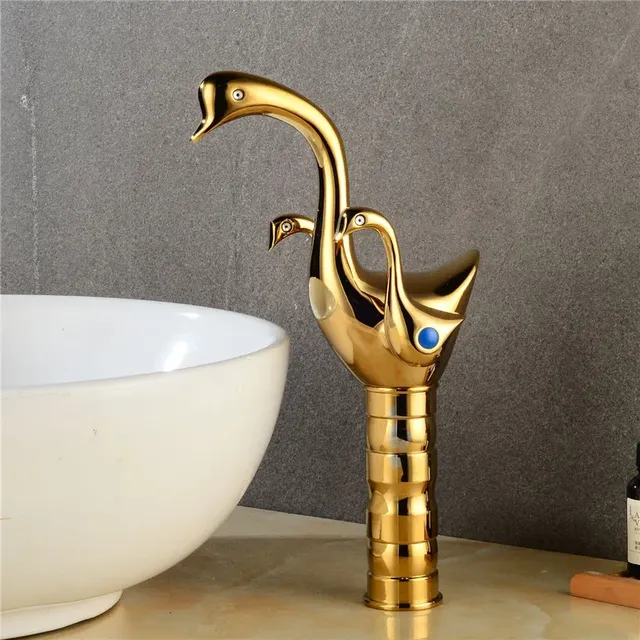 Robinet lavabo mitigeur vasque haut design cygne laiton… – vue 3