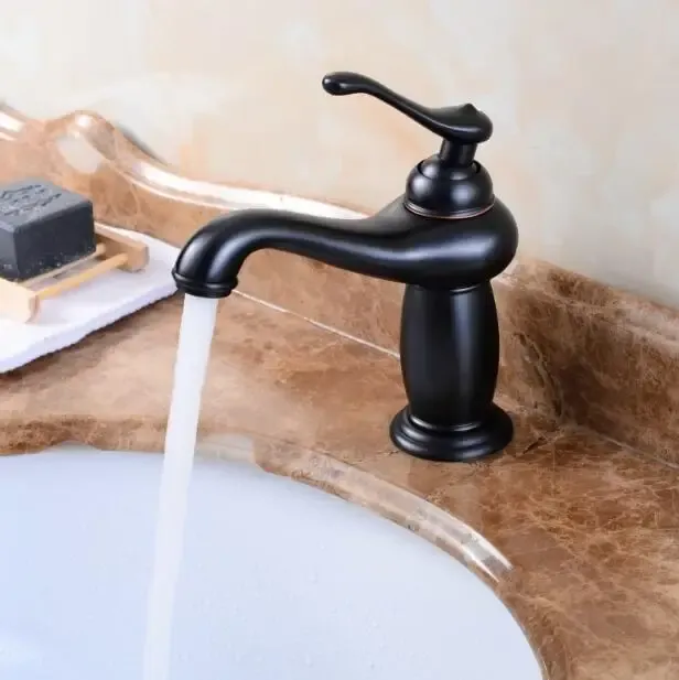 Robinet de lavabo en laiton noir en forme de lampe – vue 3