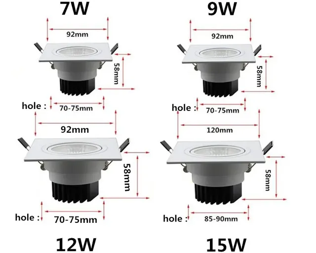 Spot Lumineux LED Carré à Intensité Réglable de 7W – vue 5