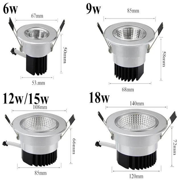 Dimmable LED Downlight COB Spot plafonnier AC85-265V 6W… – vue 6