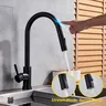Robinet de cuisine noir à capteur extractible – vue 2