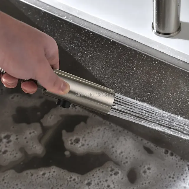 Robinet de cuisine poli Chrome argent mitigeur extractible – vue 4
