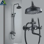 Robinet mitigeur de douche à pluie pour salle de bain, ensemble de douche à double poignée en laiton noir 8 « système de robinet de douche avec douchette