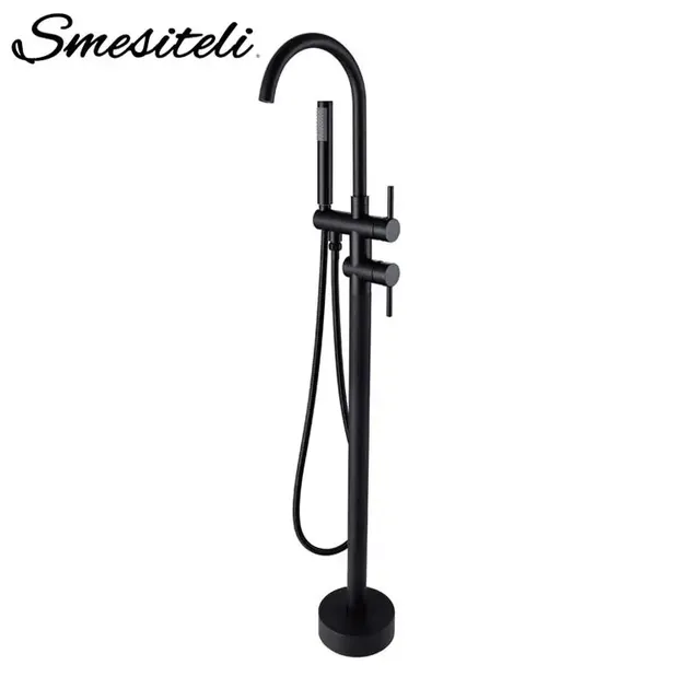 Robinet de baignoire autoportant noir mat – vue 2